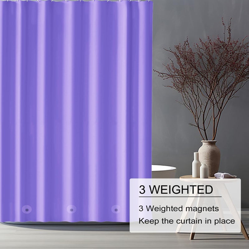 TIKABC Shower Curtain Liner, Purple PEVA 4G Lightweight Shower Liner, Plastic Waterproof Shower Curtains, 72x72 inch with 12 Grommet Holes 3 Large Magnetic Weights - Image 4